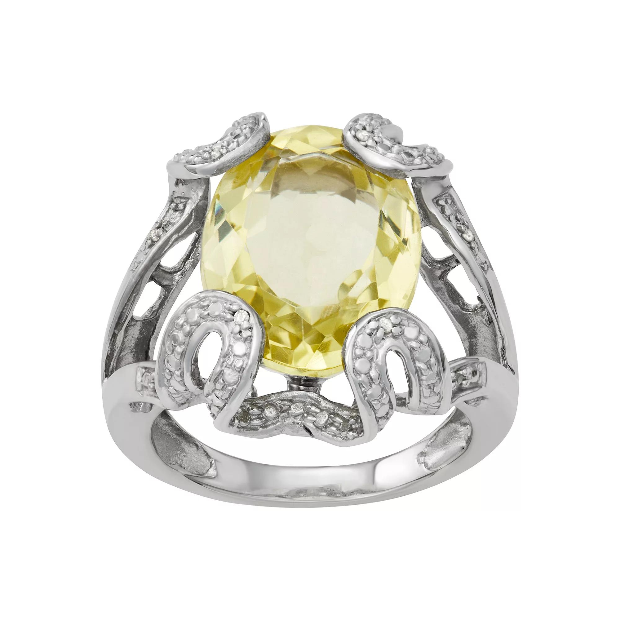 Jewelexcess Sterling Silver Lemon Quartz & Diamond Accent Ring, Womens Product Image