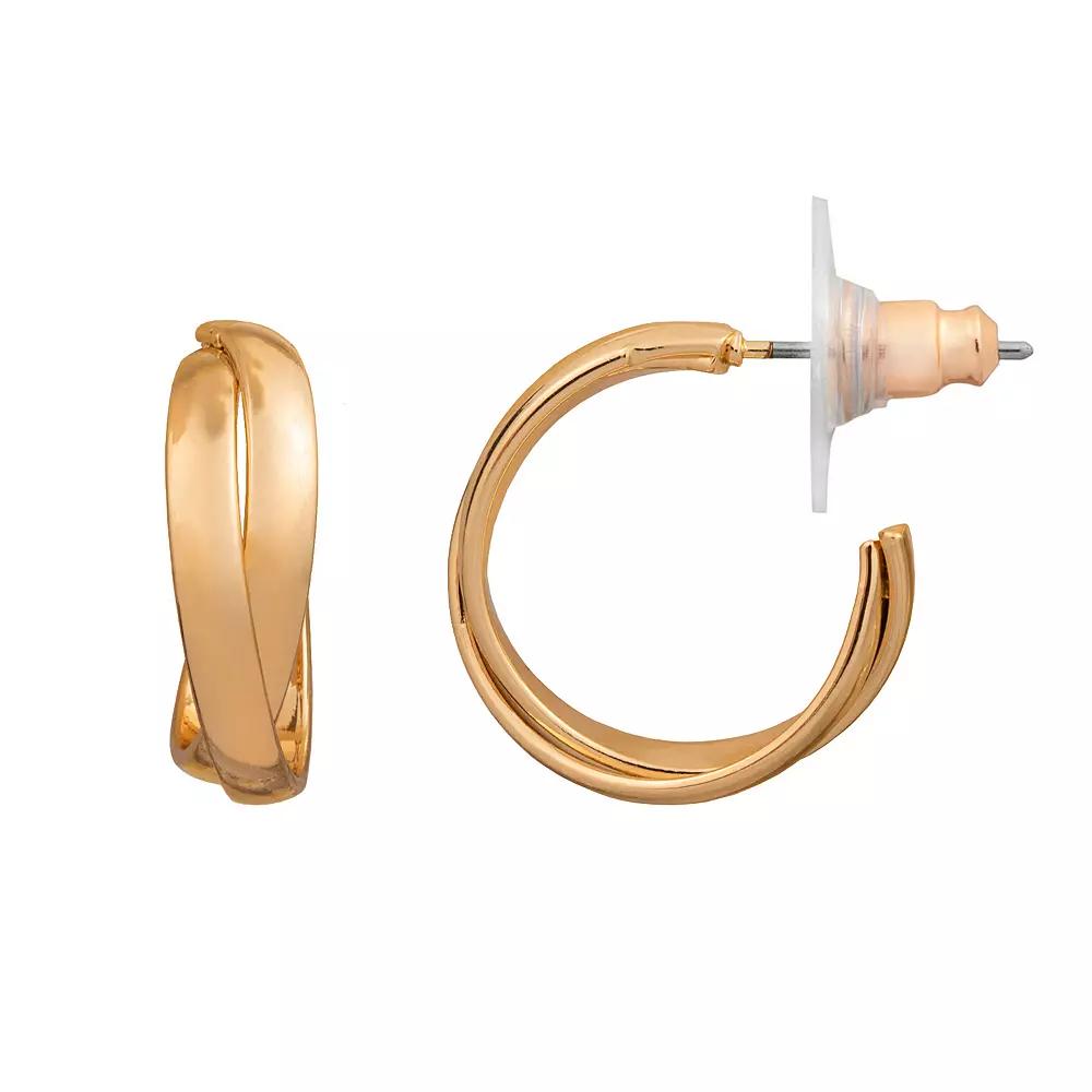 LC Lauren Conrad Clean Metal Nickel Free Hoop Earrings, Women's, Gold Tone Product Image