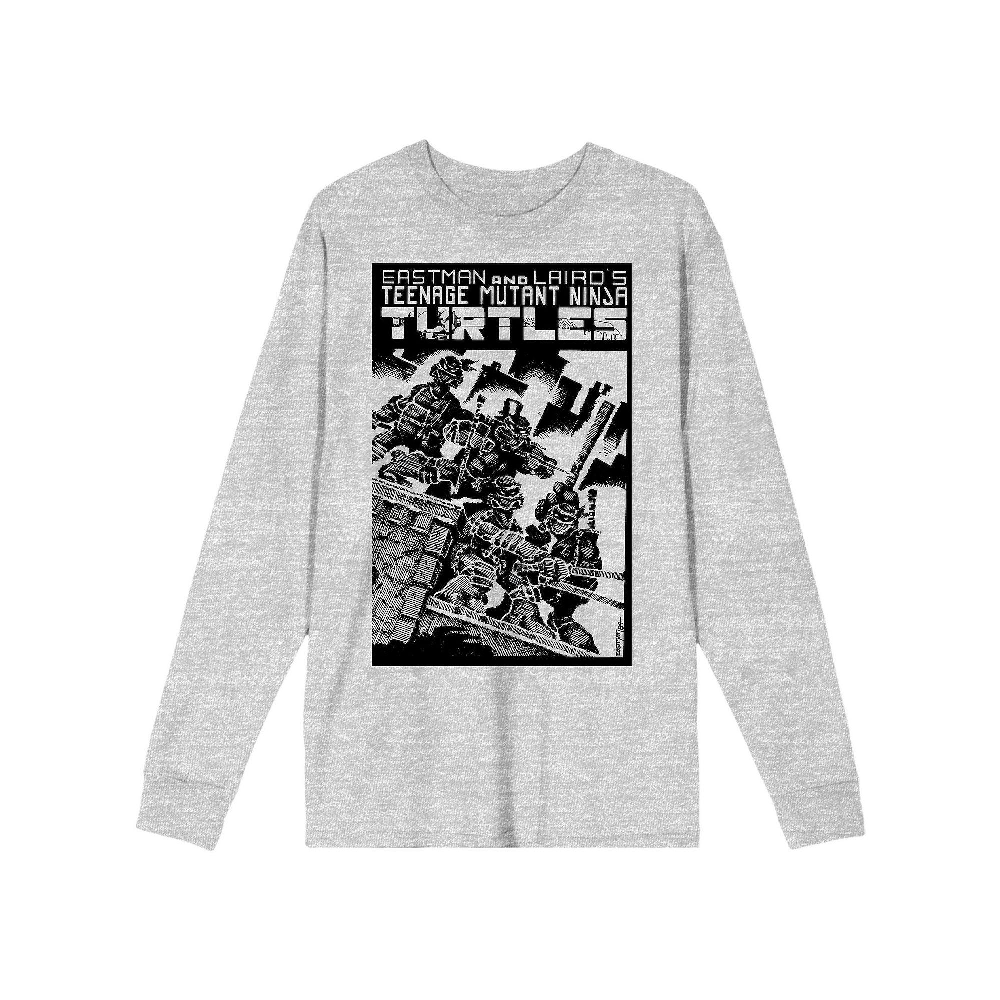 Men's Teenage Mutant Ninja Turtles Comic Origins Long Sleeve Graphic Tee, Size: Small, Gray Product Image