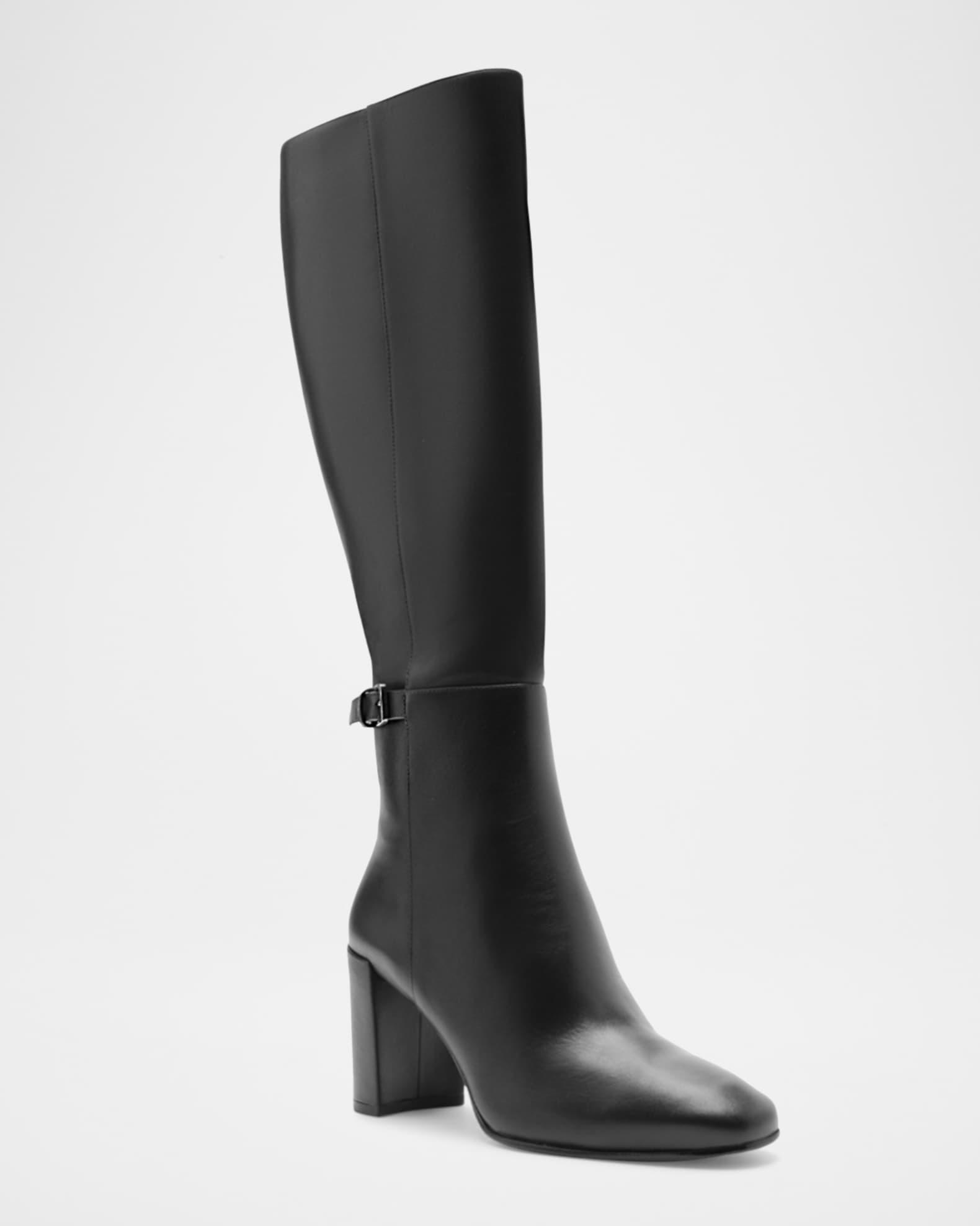 Candance Leather Buckle Knee Boots Product Image