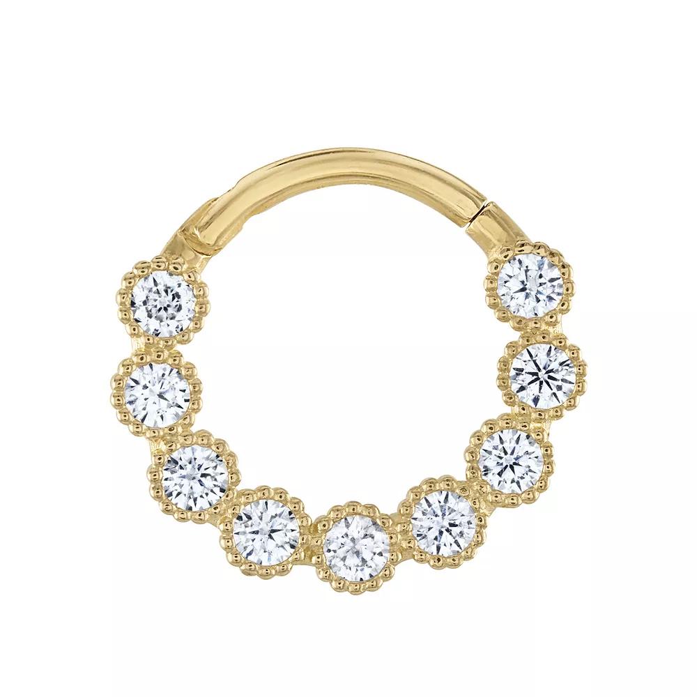 Amella Jewels 10k Gold Cubic Zirconia Septum Nose Ring, Women's Product Image