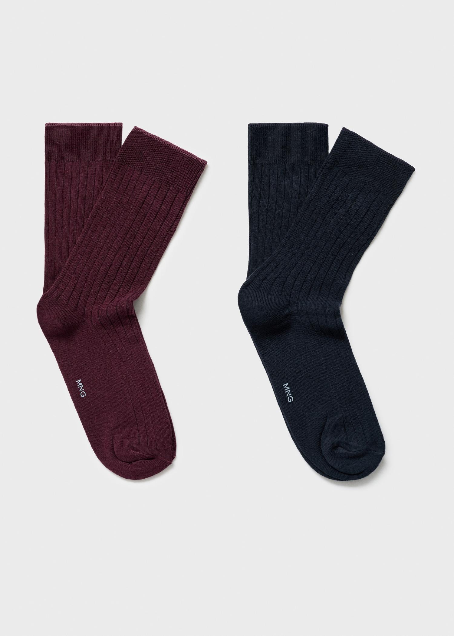Pack of 2 ribbed cotton socks - Men | MANGO USA Product Image