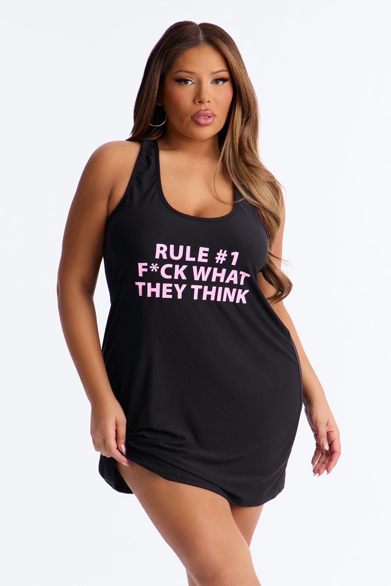 Rule Number 1 PJ Sleep Dress - Black/Pink Female Product Image