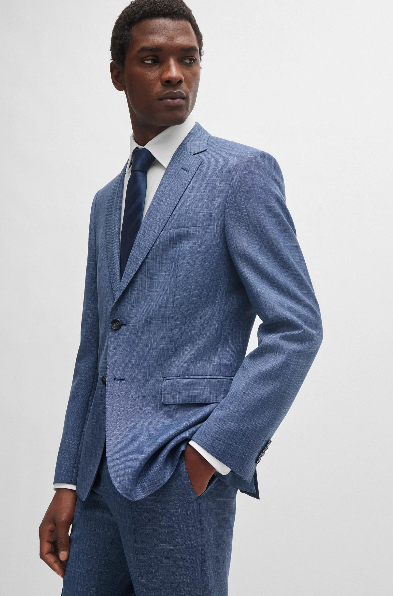 BOSS SLIM-FIT 2pcs Suit In CHECKED VIRGIN-WOOL SERGE Product Image