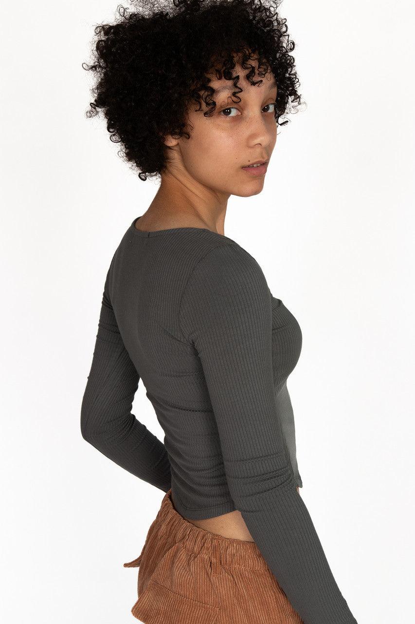 Lace Up Front Long Sleeve Top Product Image