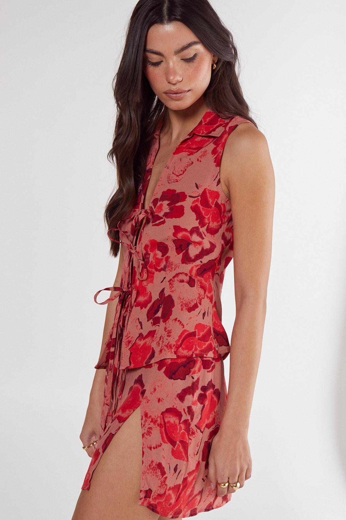 Floral Split Mini Skirt Product Image