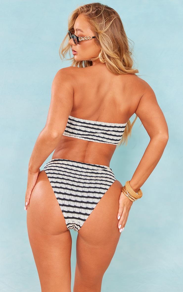 Monochrome Printed Crinkle Bandeau Bikini Top Product Image