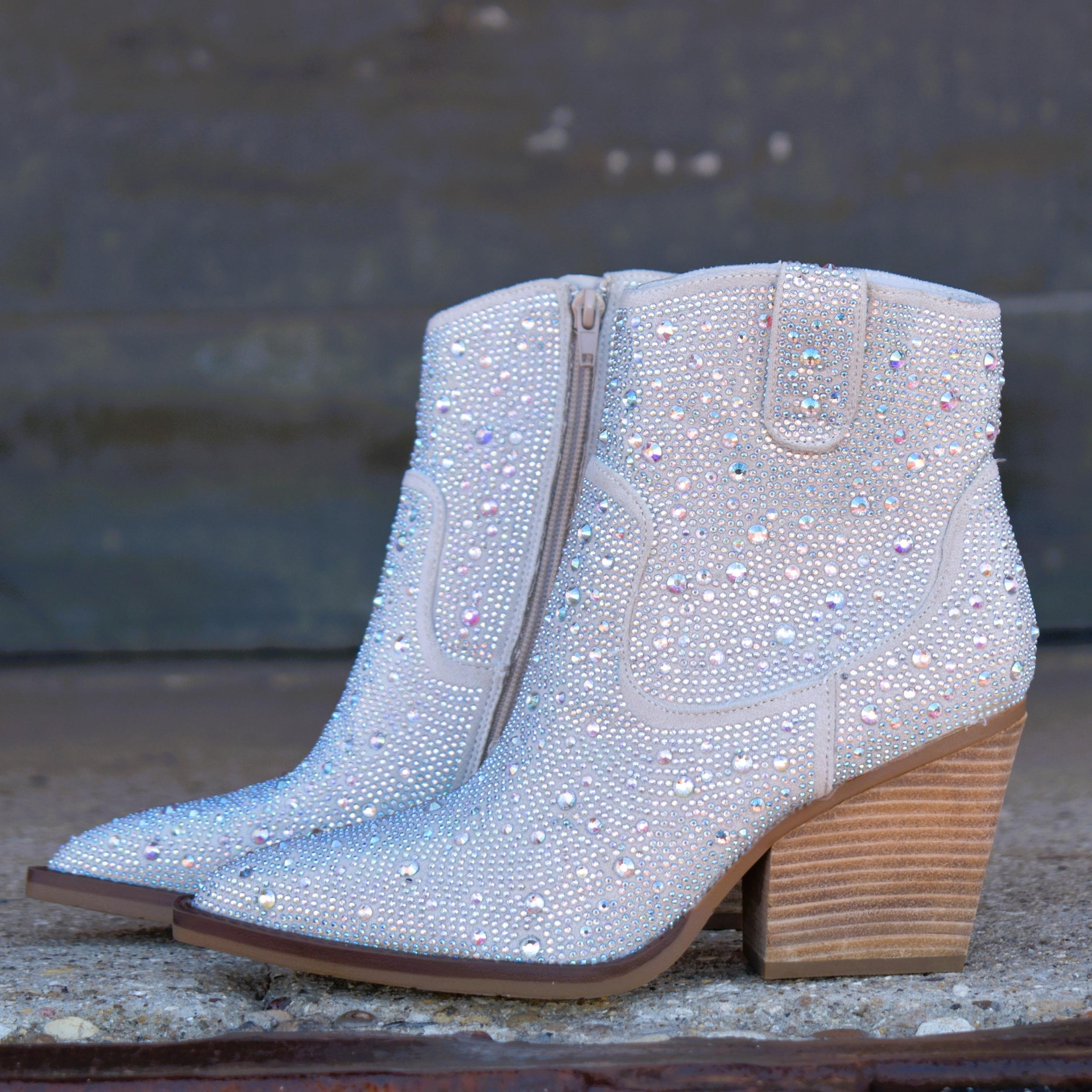 "Kady" Silver Rhinestone Booties* Product Image