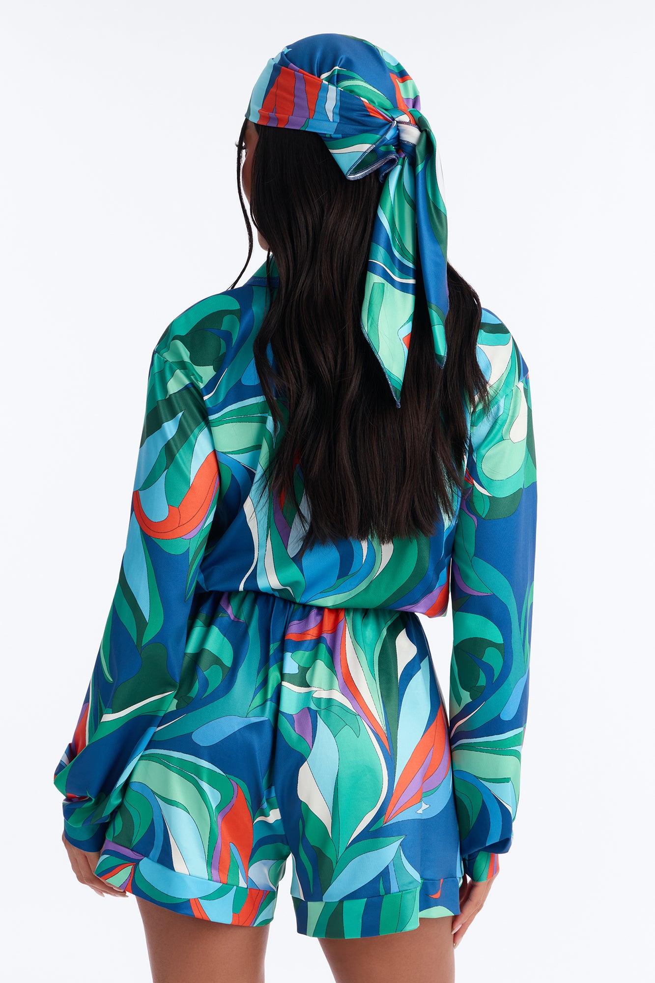 Cara Long Sleeve 2 Piece Romper Set - Green Female Product Image