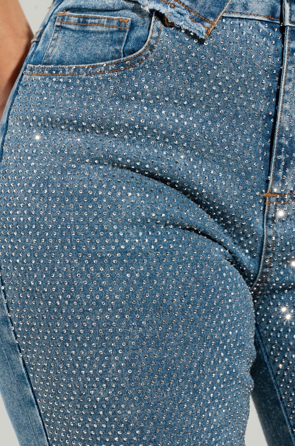 JOLIE RHINESTONE EMBELLISHED TAPERED JEAN Product Image