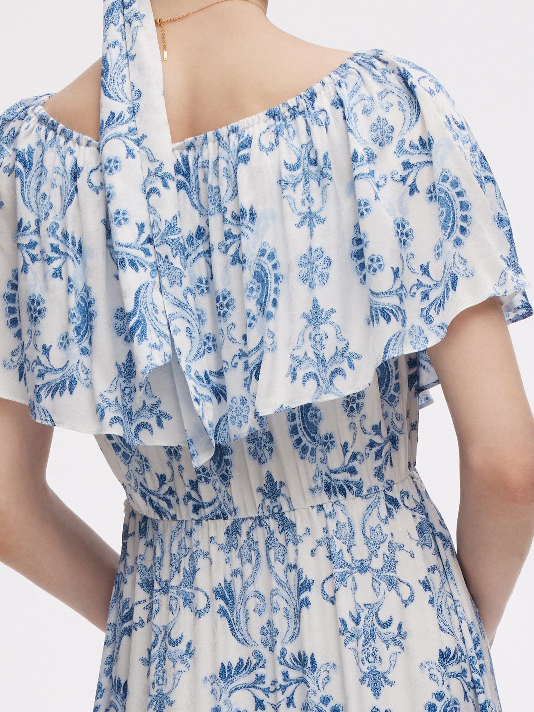 Floral Print Women Convertible Neckline Maxi Dress Product Image