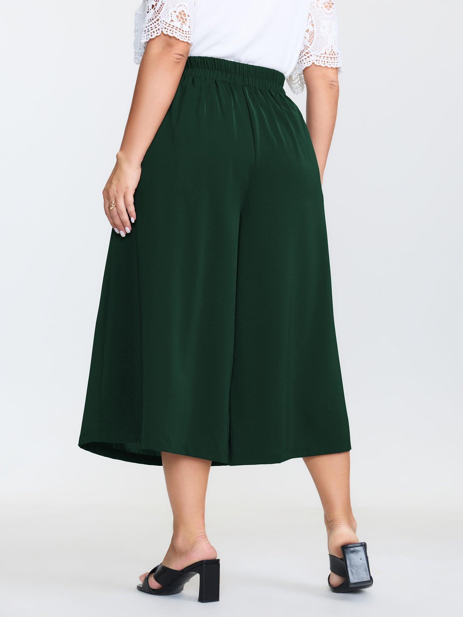 Stretchy Waist Wide-Leg Pants Female Product Image