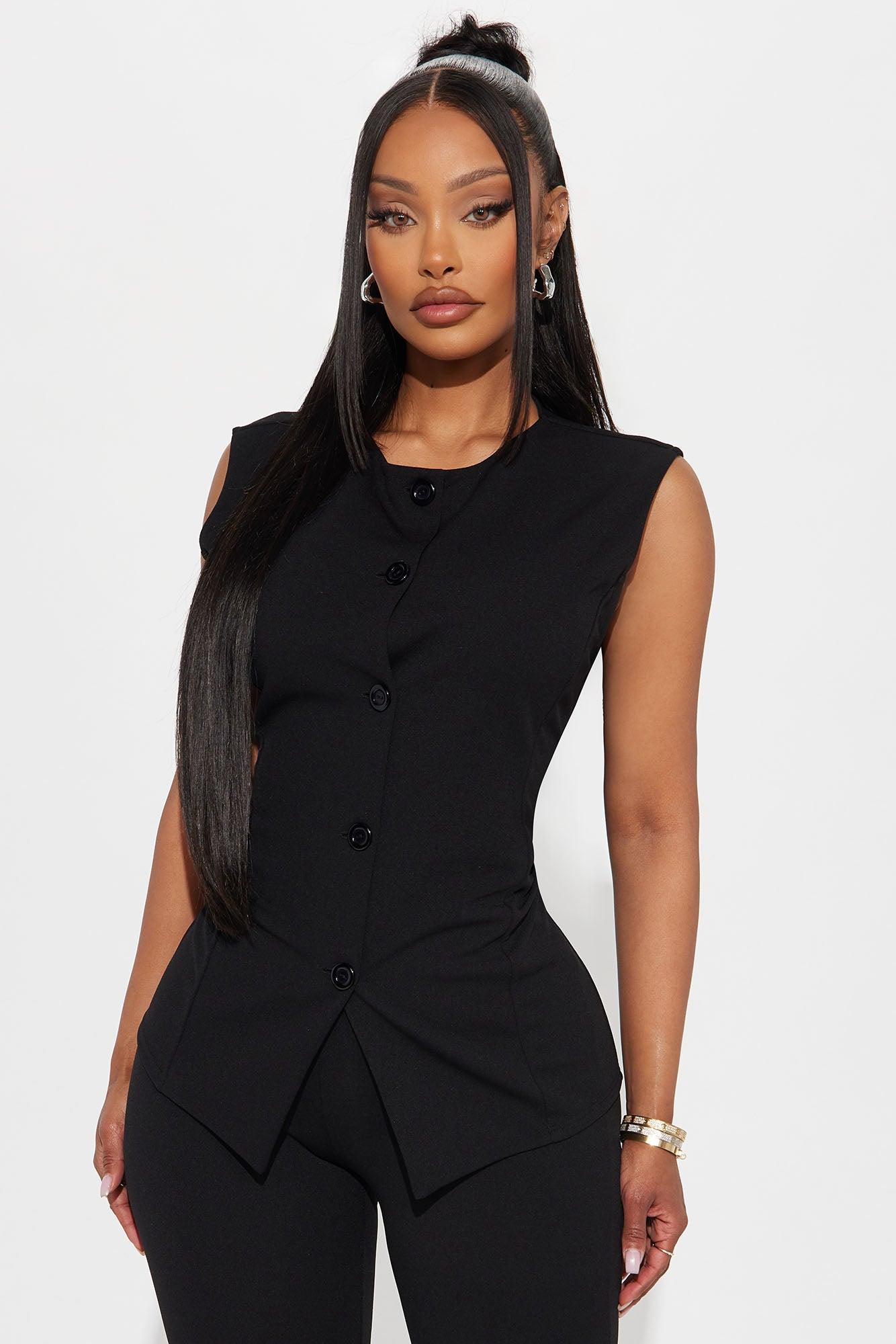 Office Sweetheart Vest Pant Set - Black Product Image
