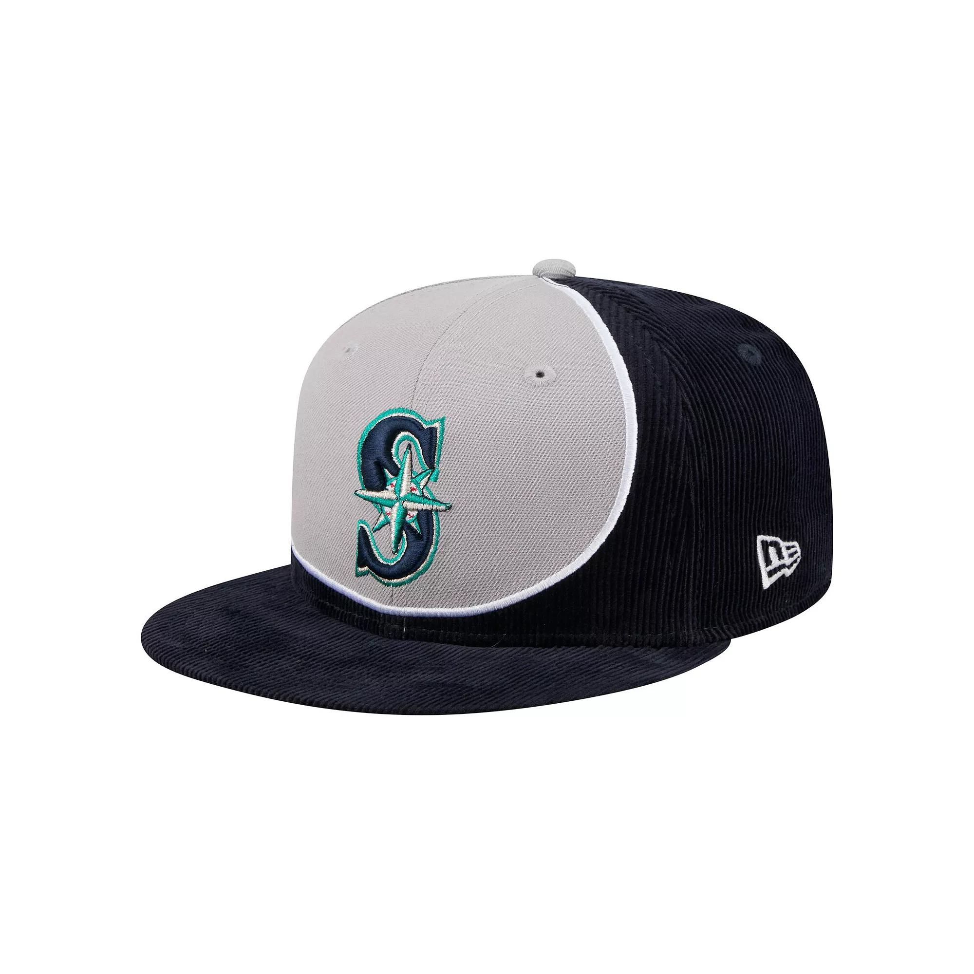 Men's New Era Navy/Gray Seattle Mariners Retro Split Corduroy Snapback Hat, Blue Product Image