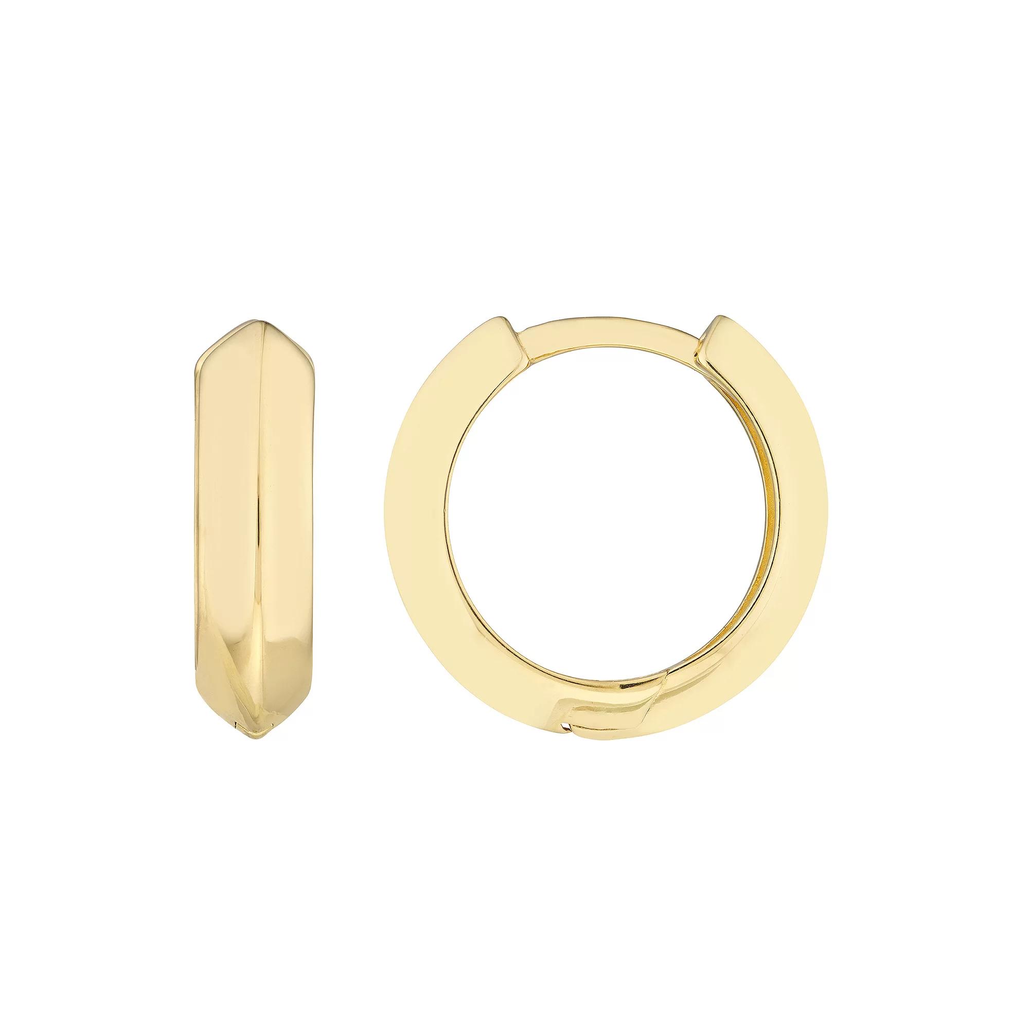 14k Gold Knife Edge Huggie Hoop Earrings, Women's Product Image