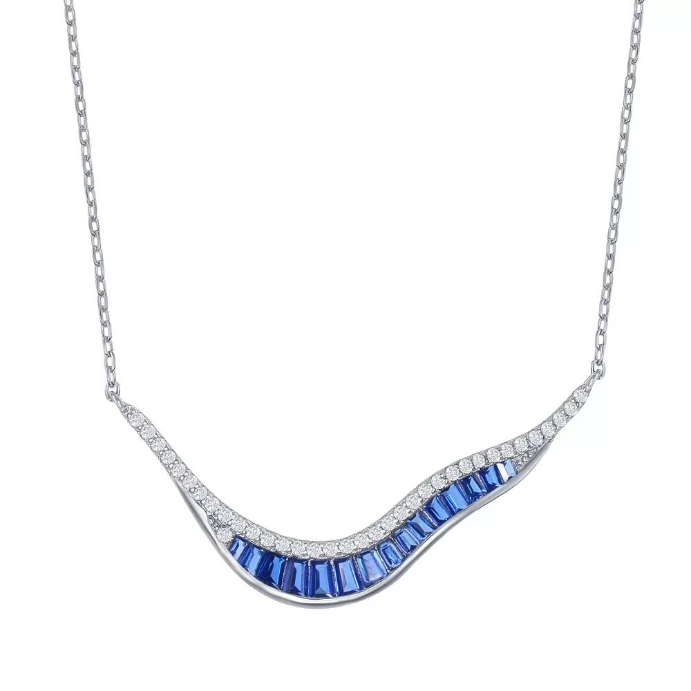 Sterling Silver Blue Cubic Zirconia Abstract Chevron Necklace, Women's, Size: 16-18" ADJ Product Image