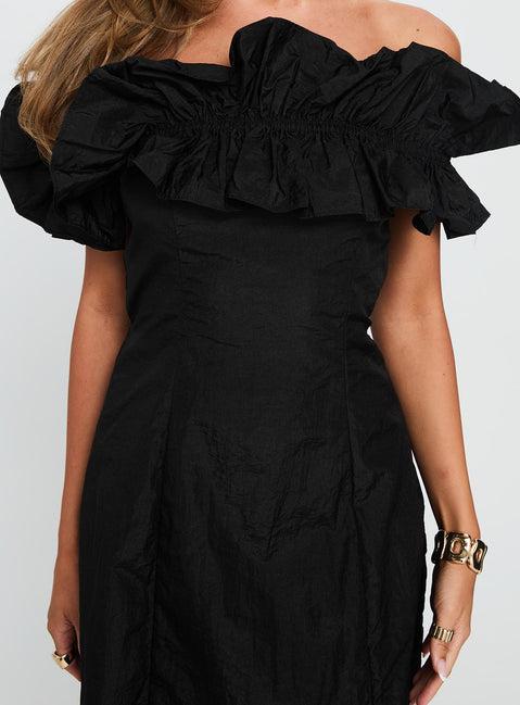 Rozetta Frill Neck Mini Dress Black Product Image