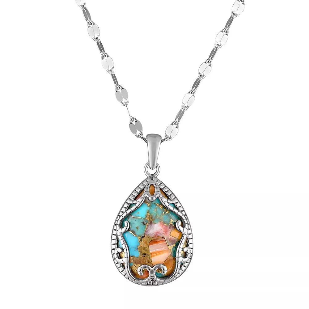 Designs by Gioelli Sterling Silver Blue Oyster Turquoise Pendant Necklace, Women's, Size: 18" Product Image