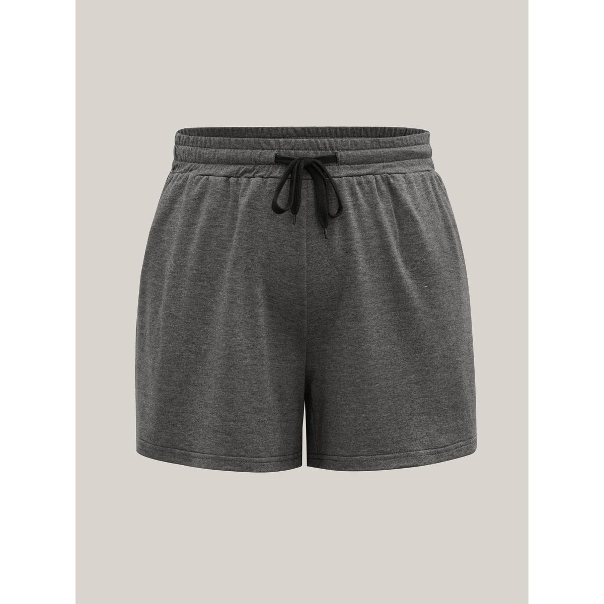 Plus Size Color Contrast Heather Straight-Leg Shorts Women DimGray Casual Contrast Loose Everyday Shorts BloomChic 18-20/2X Product Image