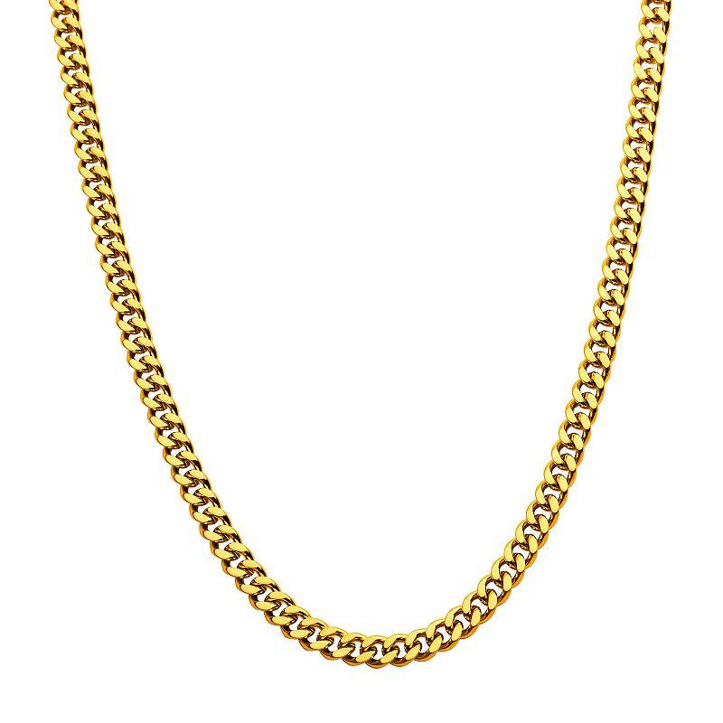 18k Gold Over Stainless Steel 6 mm Curb Chain Necklace, Men's, Size: 20", Gold Tone 6mm Product Image