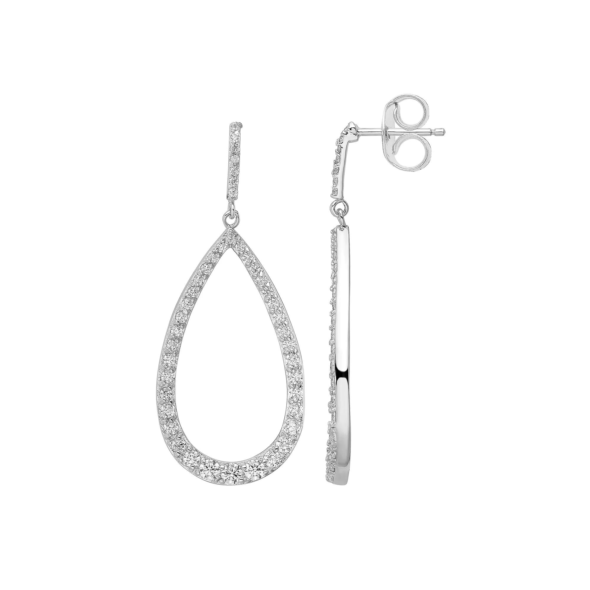 Sophie Miller Sterling Silver Cubic Zirconia Teardrop Earrings, Women's Product Image