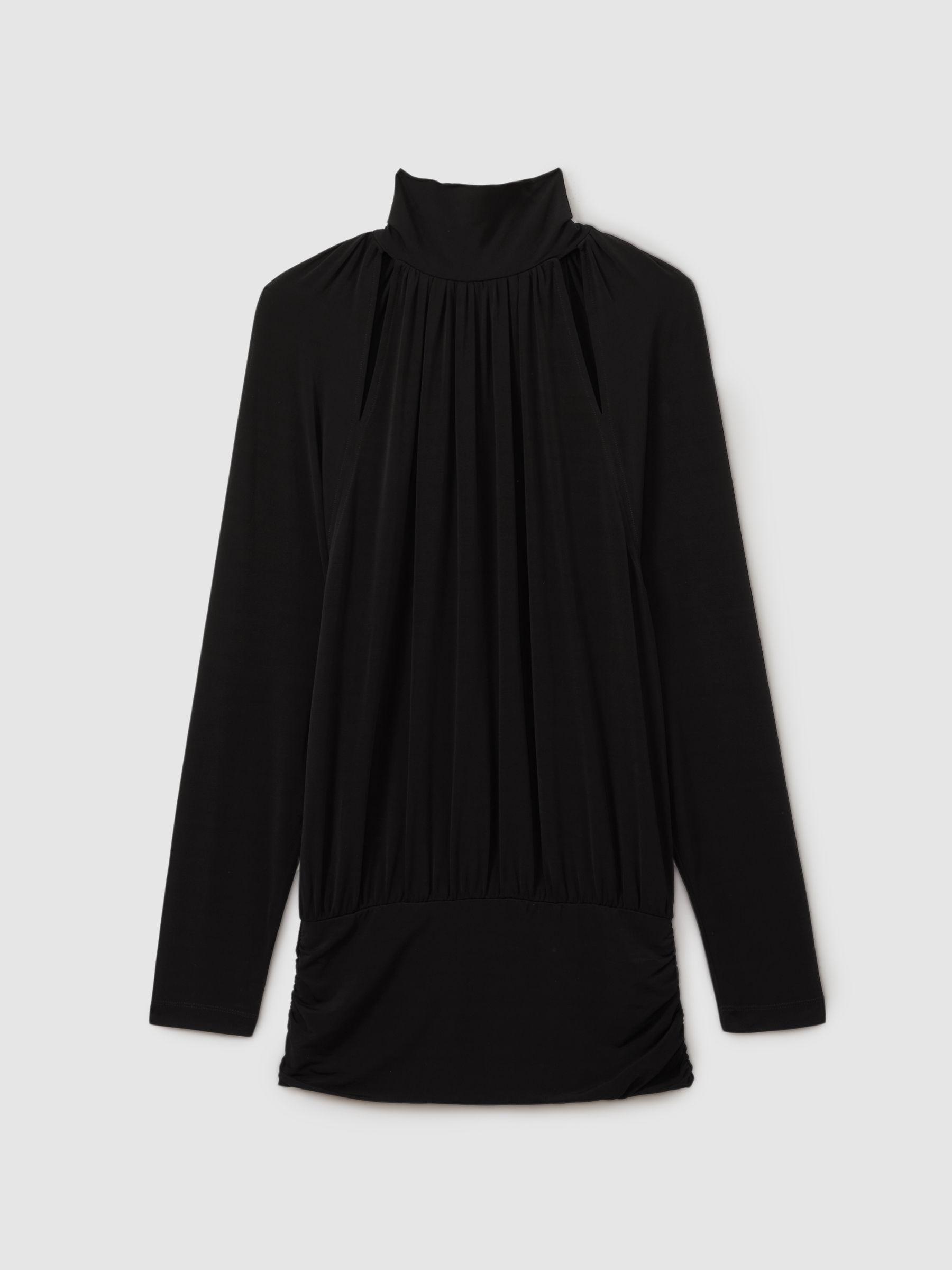 Adrienne Black Cut-Out Blouson Waist Top Product Image