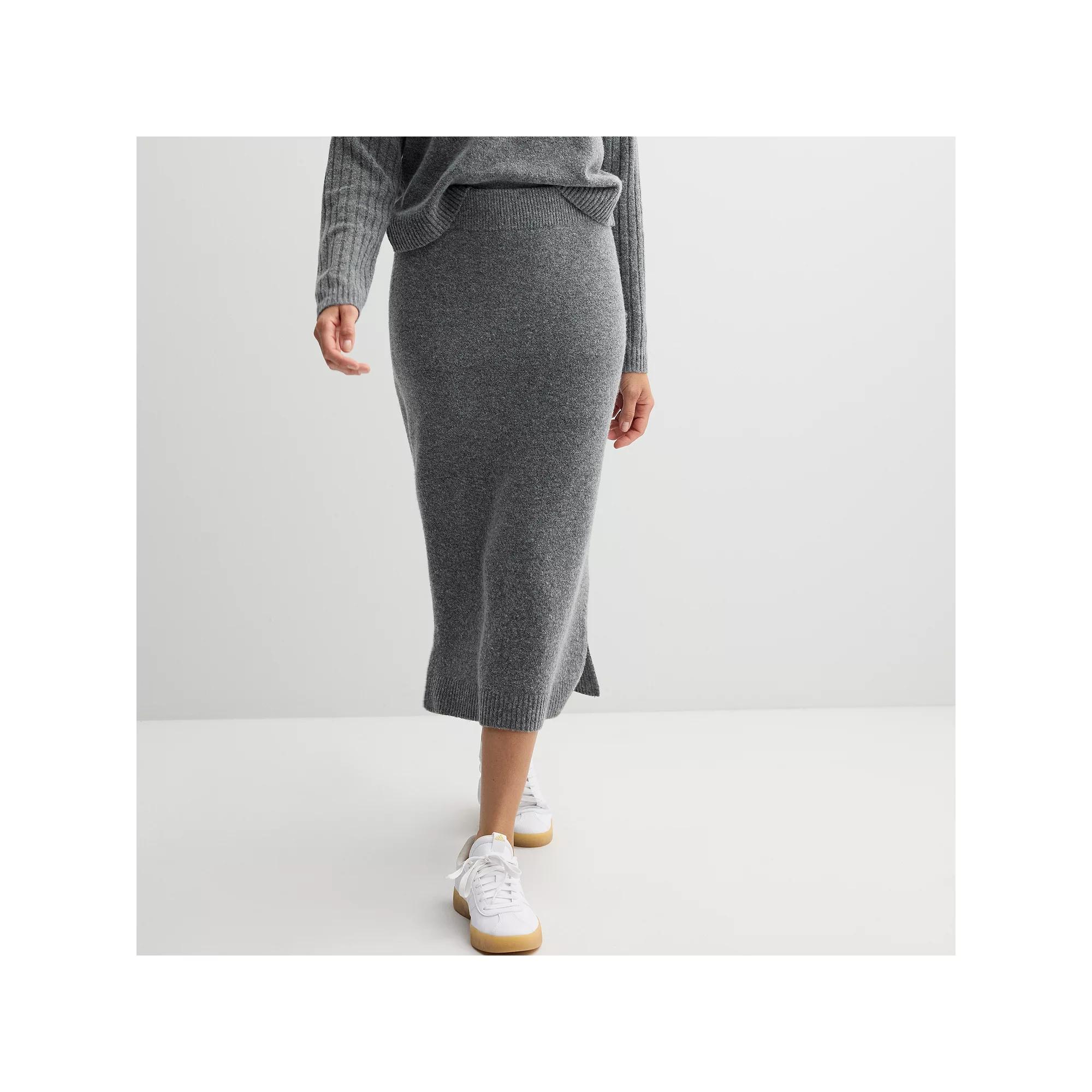 Petite Sonoma Goods For Life® Midi Sweater Skirt, Women's, Size: Large Petite, Grey Grey Product Image