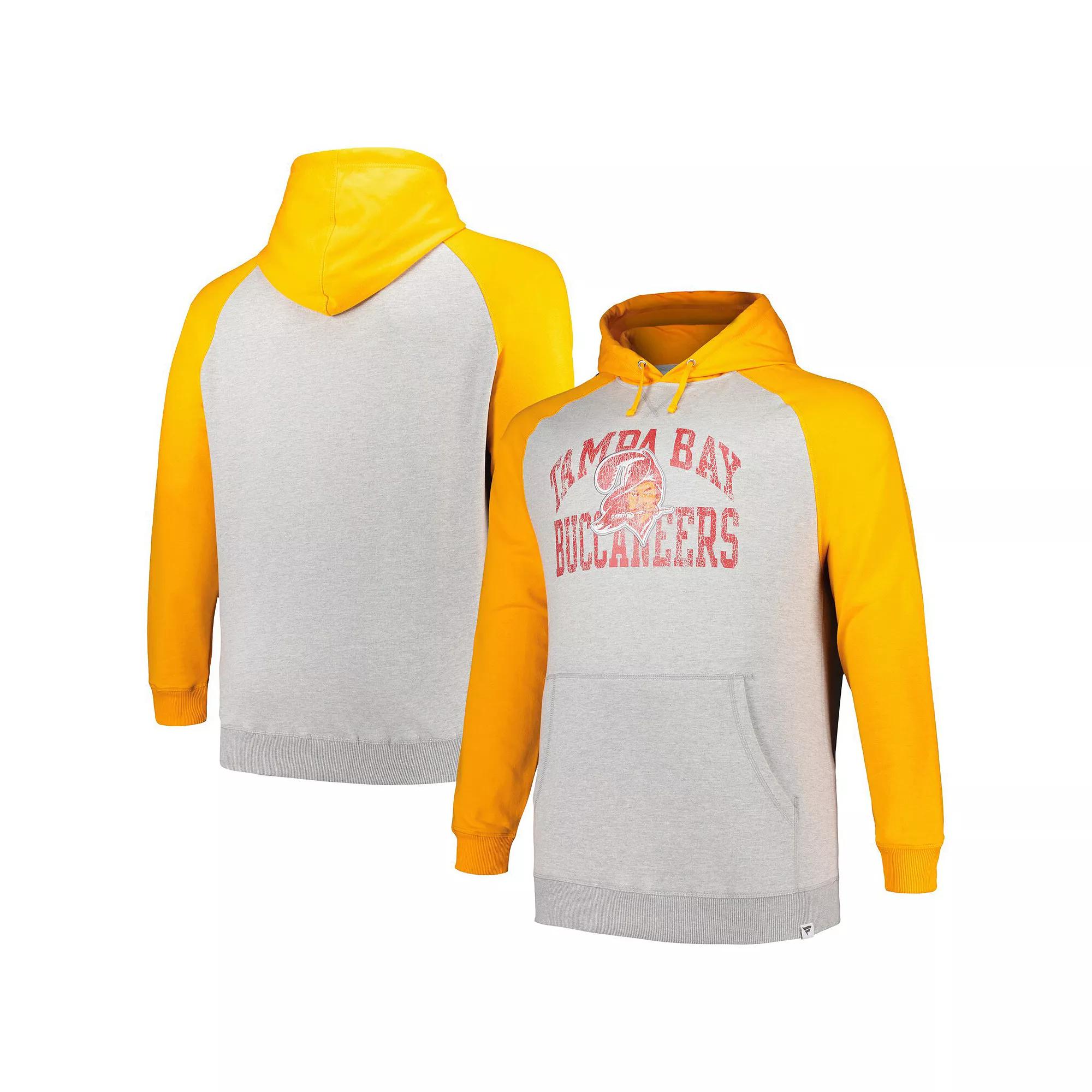 Men's Profile Heather Gray/Tennessee Orange Tampa Bay Buccaneers Big & Tall Favorite Arch Throwback Raglan Pullover Hoodie, Size: 5XB, Grey Product Image