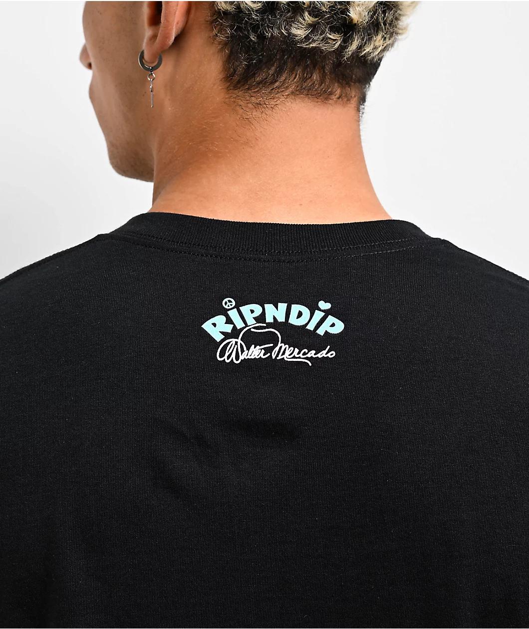 RIPNDIP x Walter Mercado Lord Nermal Mucho Mucho Amor Black Pocket T-Shirt Product Image