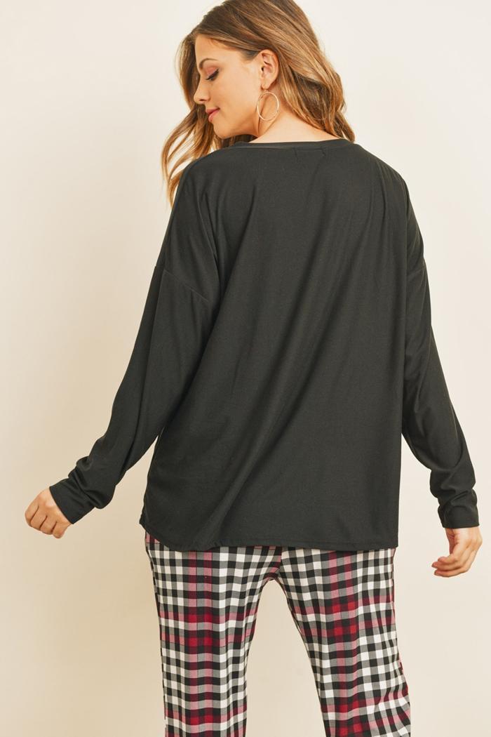 Top & plaid jogger set Product Image