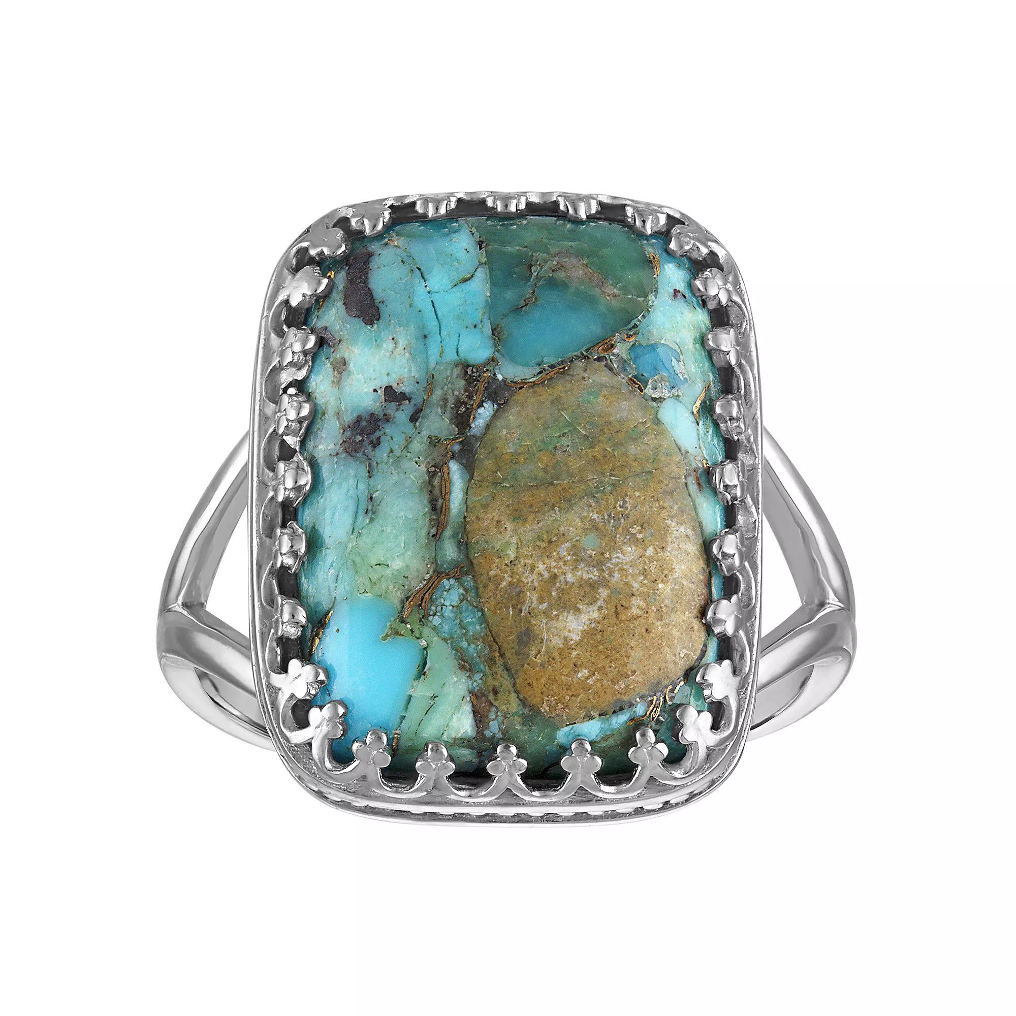 Designs by Gioelli Sterling Silver Turqoise Crown Ring, Women's, Size: 6 Product Image