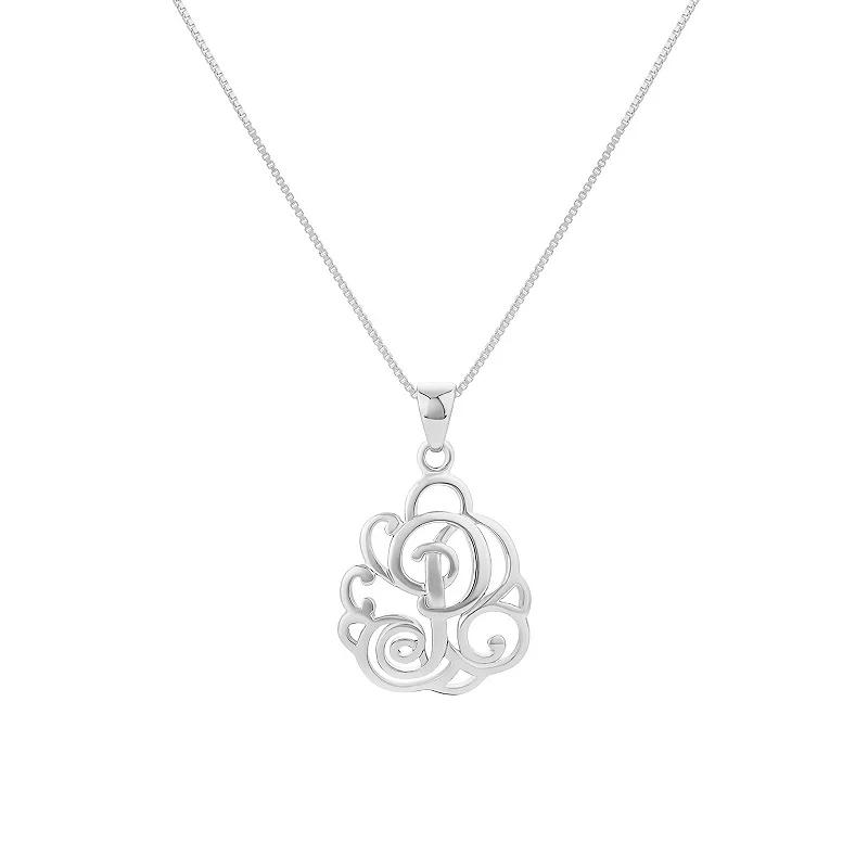 PRIMROSE Sterling Silver Monogram Initial Pendant Necklace, Women's, Size: 18", Silver Tone F Product Image