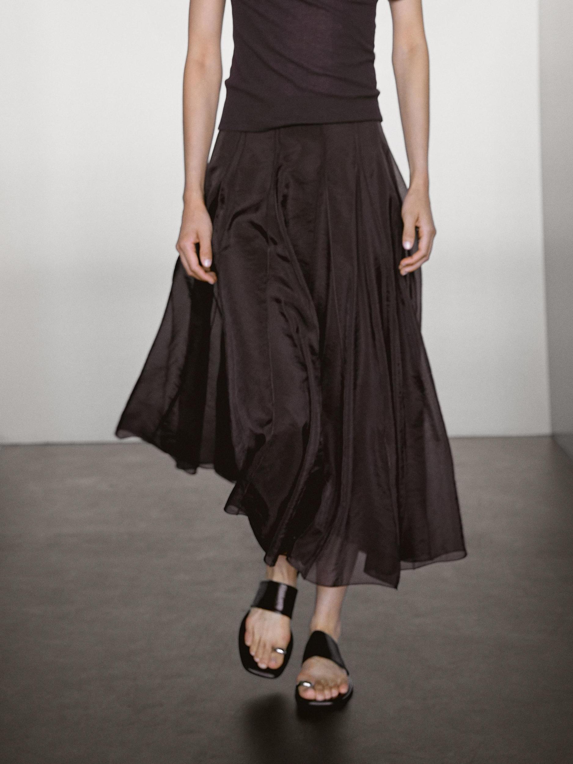 Long voluminous skirt with godet detail Product Image