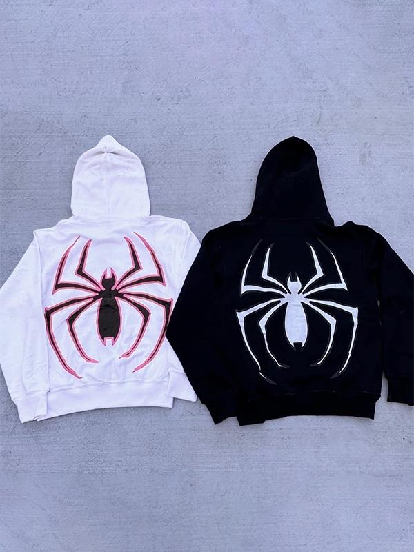 Punk Spider Print Oversized Hoodie Product Image