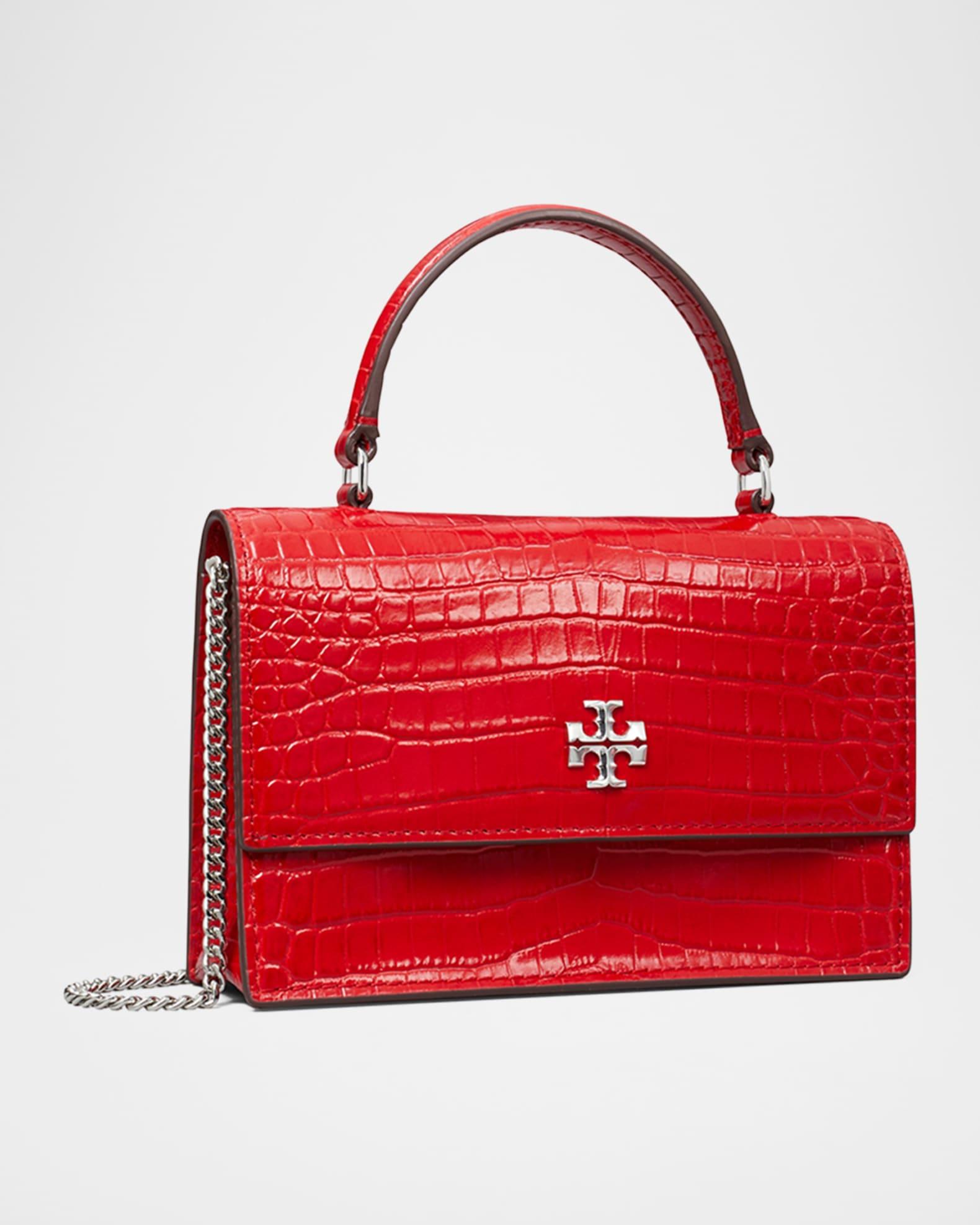 Kira Mini Croc-Embossed Leather Top-Handle Bag Product Image