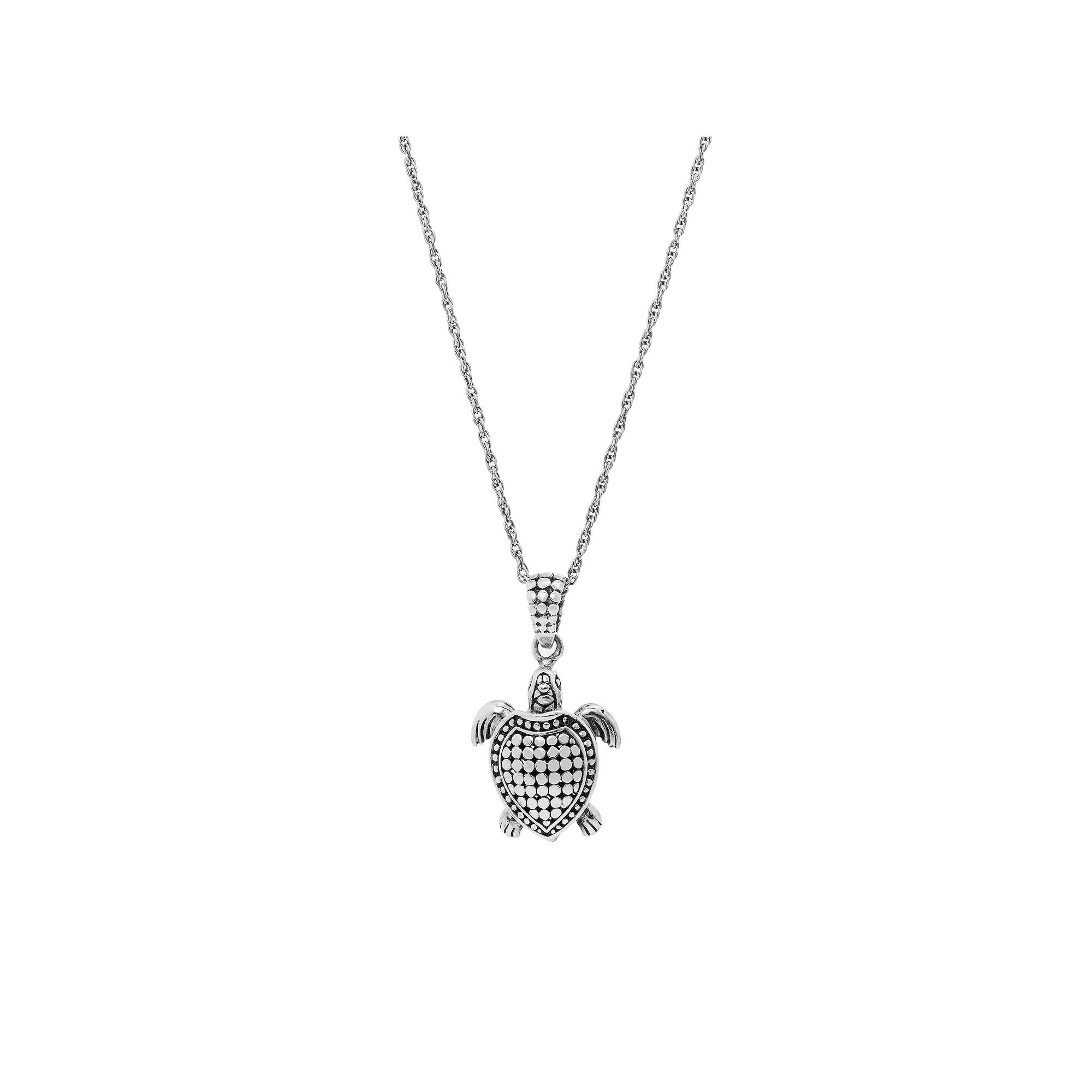 Main and Sterling Oxidized Sterling Silver Beaded Turtle Pendant Necklace, Women's Product Image