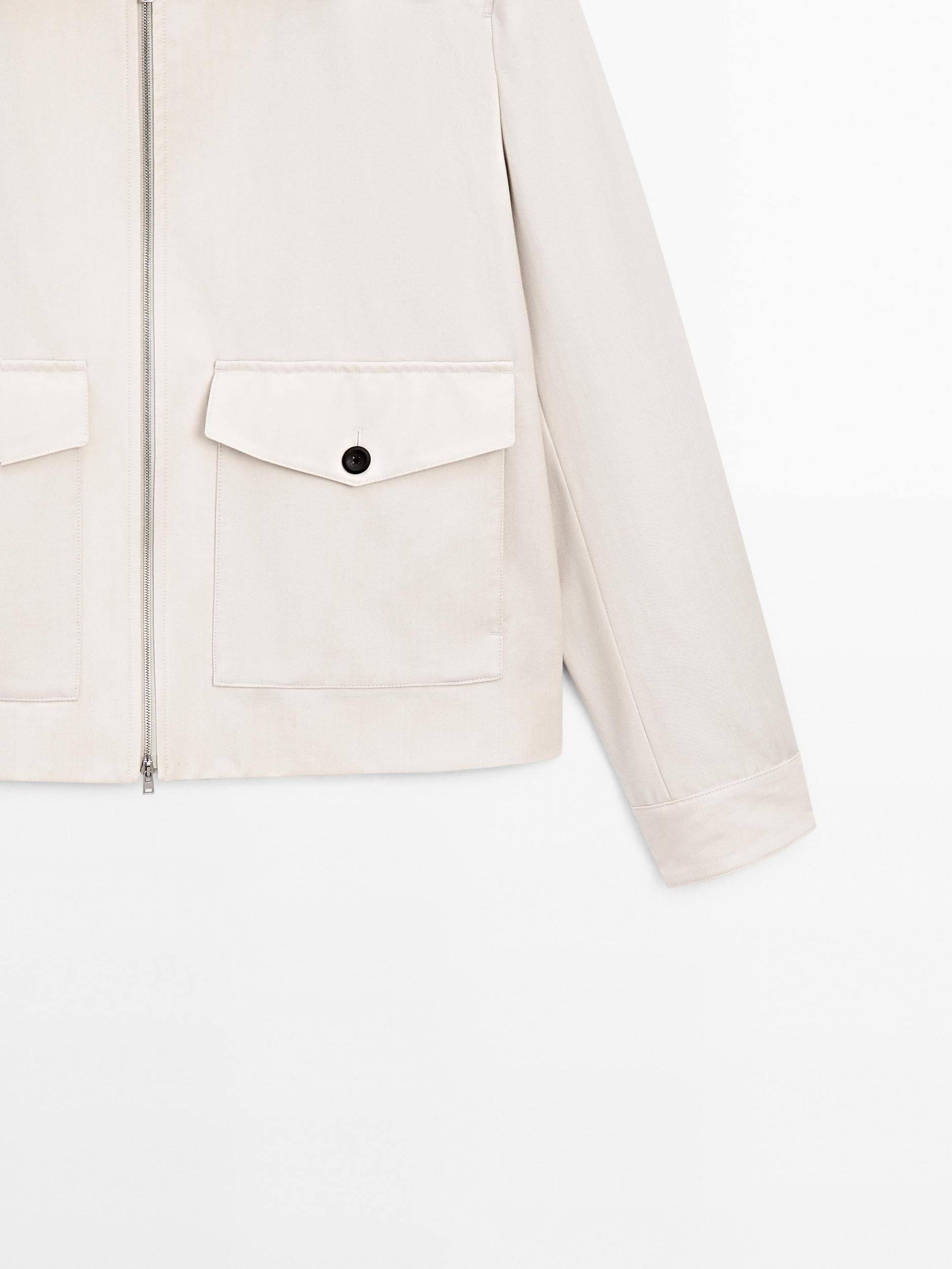 Wool and cotton blend jacket with pockets Product Image