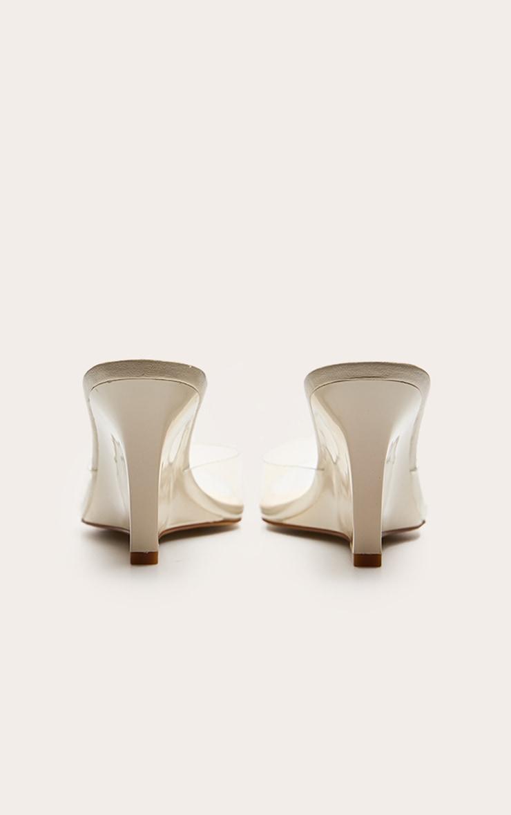 Ecru Wide Fit Pu Point Toe Perspex Strap Heeled Wedges Product Image