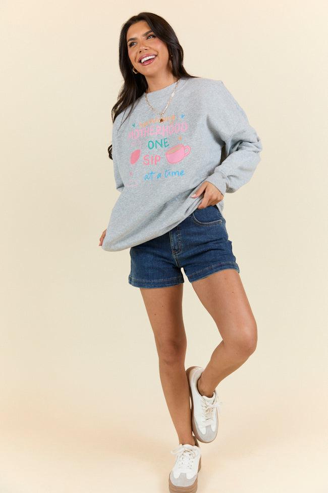 Surviving Motherhood Light Grey Graphic Sweatshirt Product Image