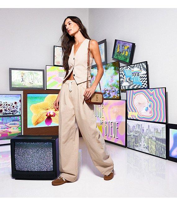 Steve Madden Minorca Railroad Stripe Drawcord Wide Leg Pants Product Image