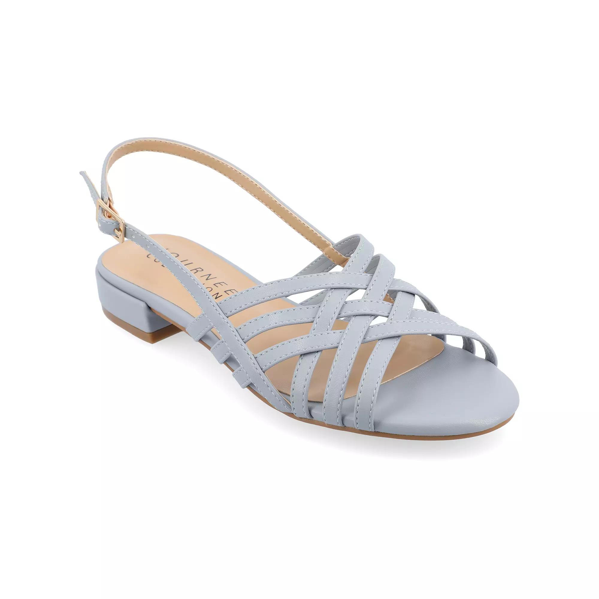 Journee Cassandra Women's Faux Leather Woven Sandals,  Product Image