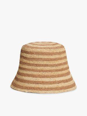 Stripe Straw Crochet Bucket Hat Product Image