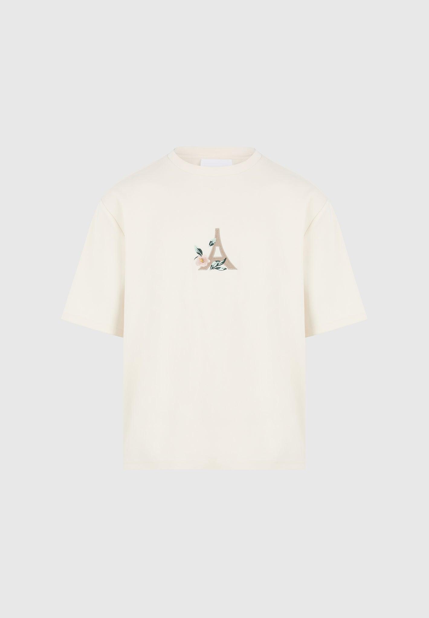 Thierry - Floral Eiffel Cotton T-Shirt - Cream Male Product Image