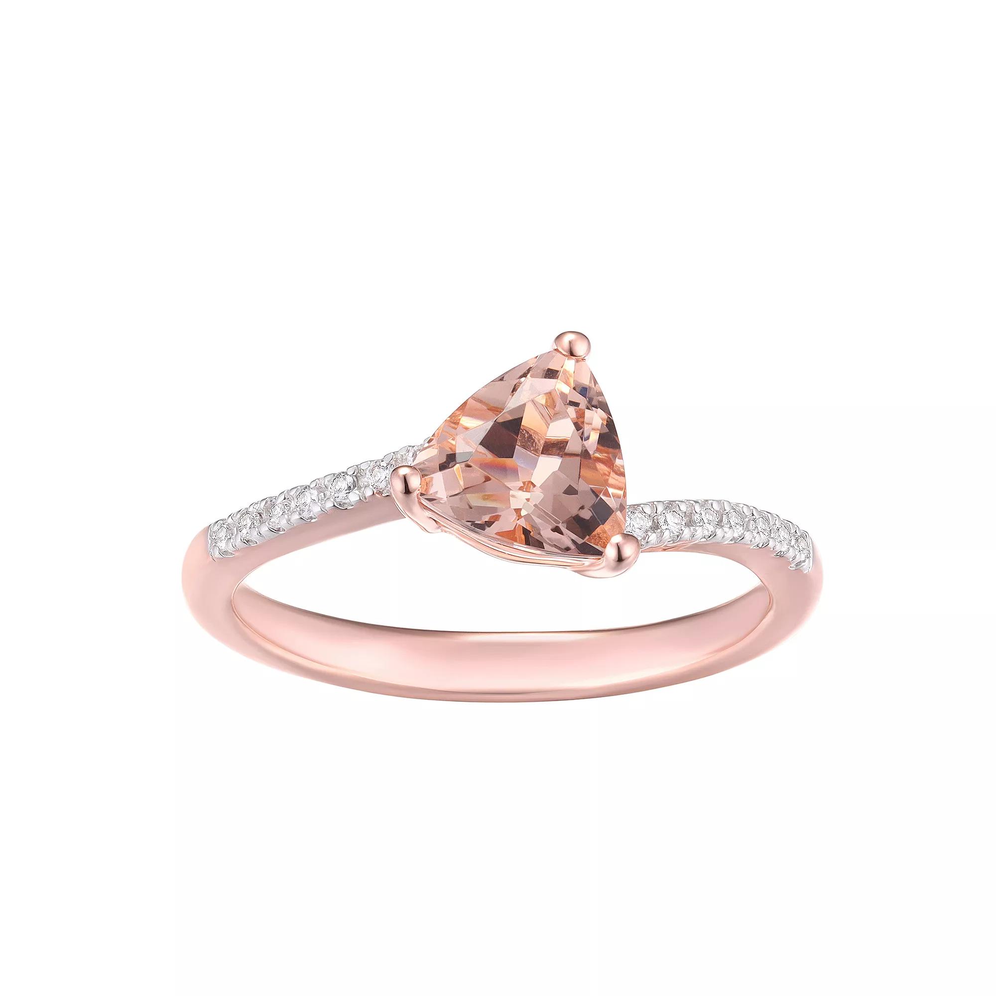 14k Rose Gold Over Silver Simulated Morganite & Lab-Created White Sapphire Ring, Women's,  Product Image
