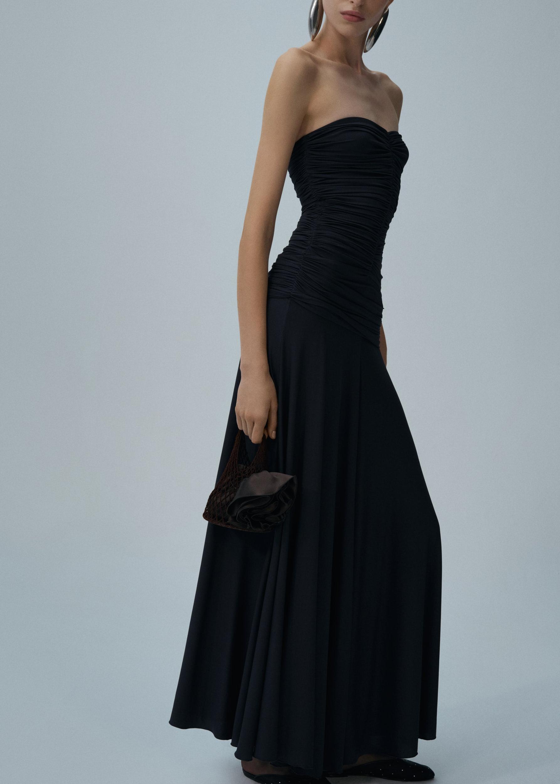 Strapless cupro midi dress in grey Product Image
