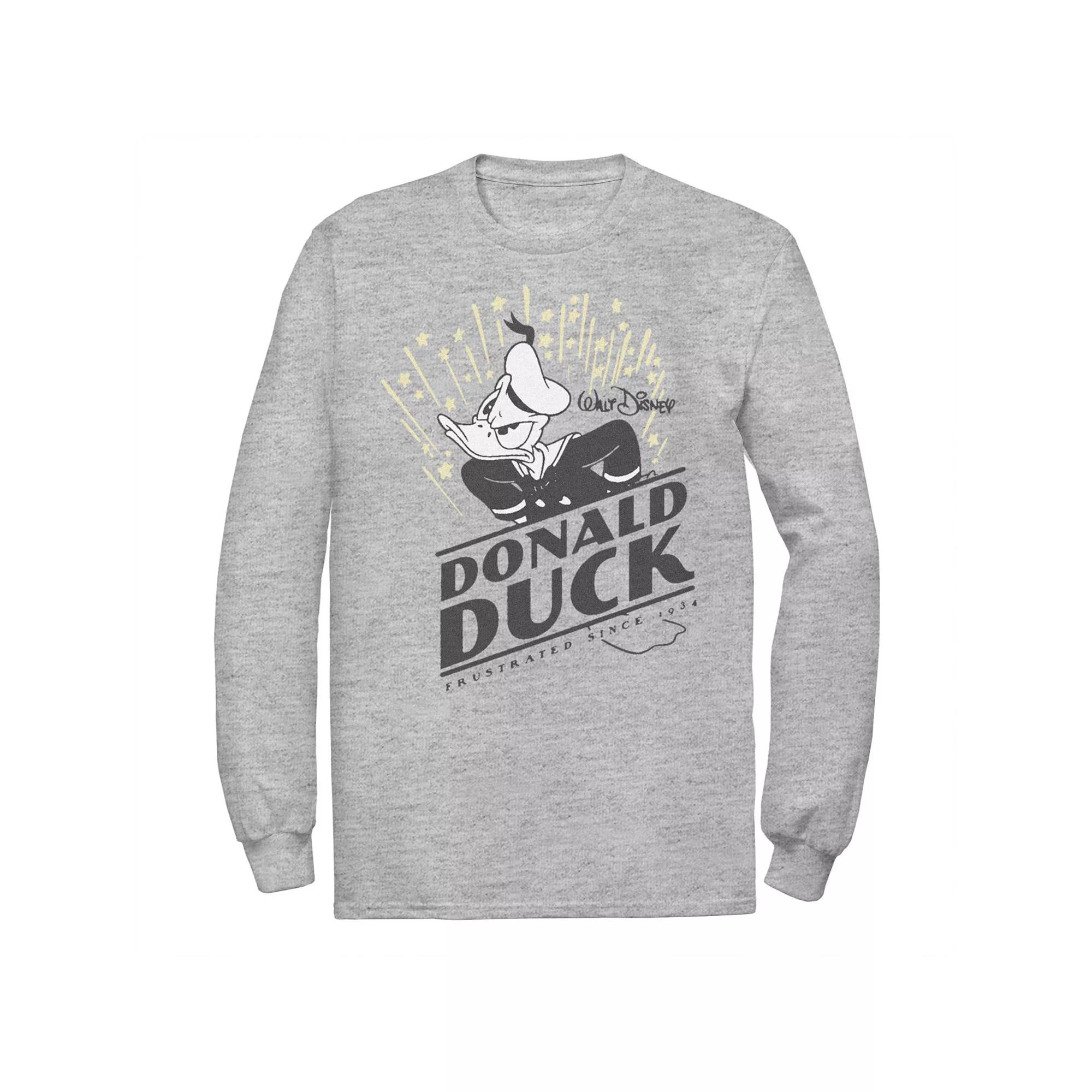 Disney's Donald Duck Big & Tall Frustrated Long Sleeve Graphic Tee, Men's, Size: 5XL, Athletic Grey Product Image