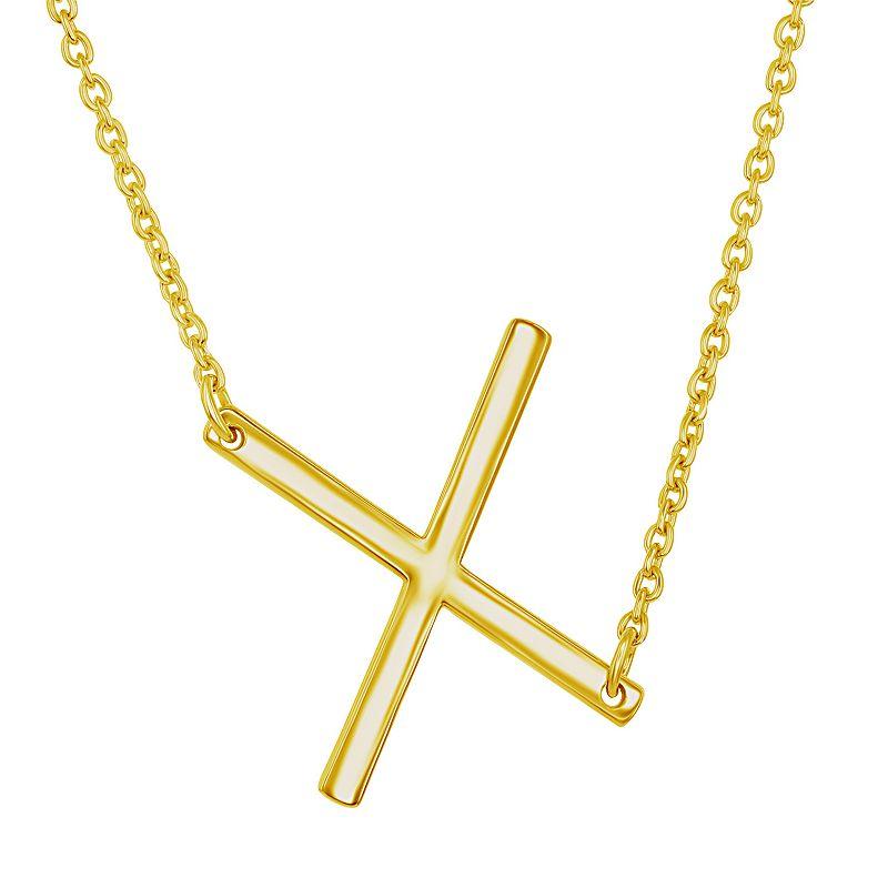 Sterling Silver Sideways Initial Necklace, Women's, Size: 16-18" ADJ, Gold Tone Z Product Image