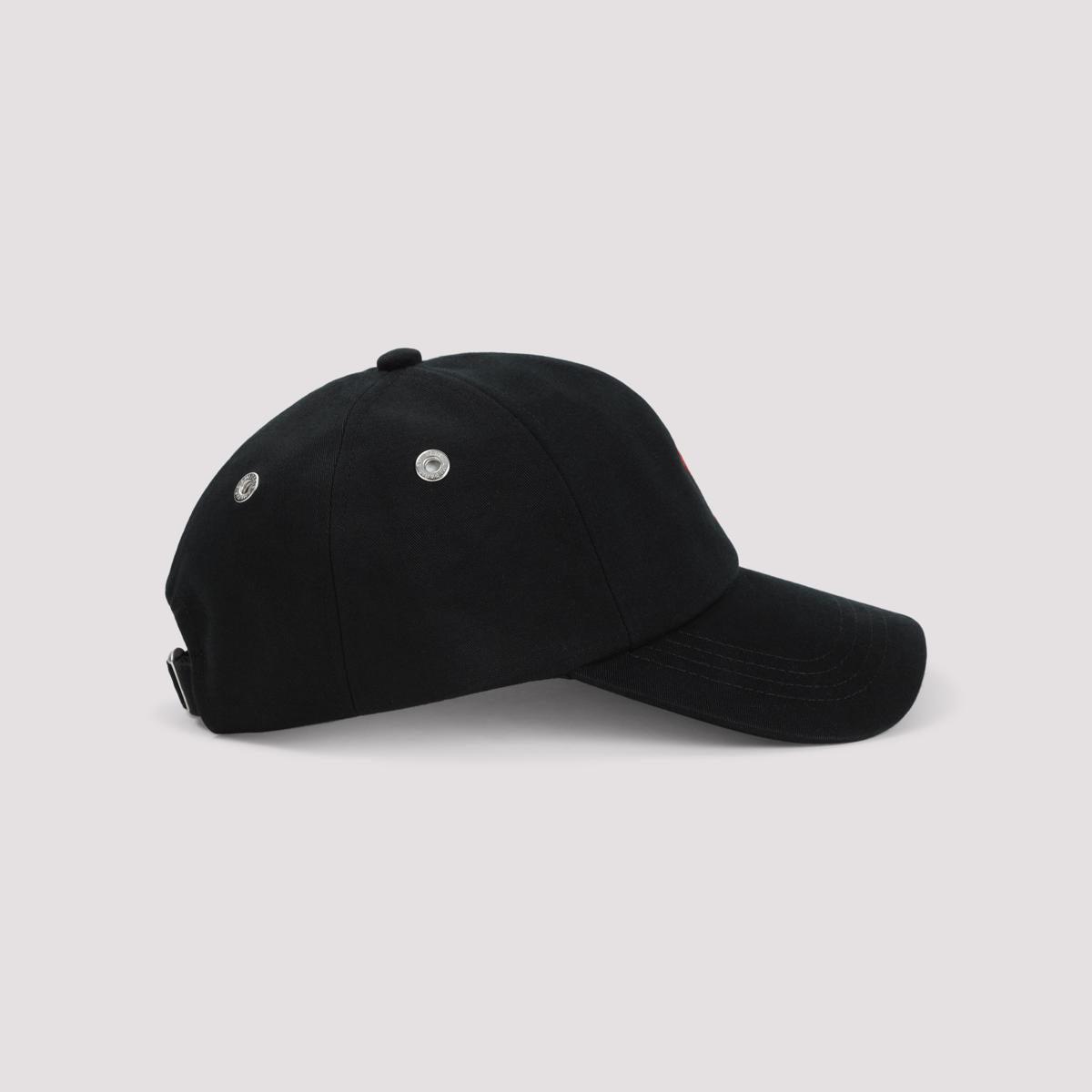 AMI ALEXANDRE MATTIUSSI Ami Paris Black And Red Cotton Ami Paris De Coeur Baseball Cap Product Image