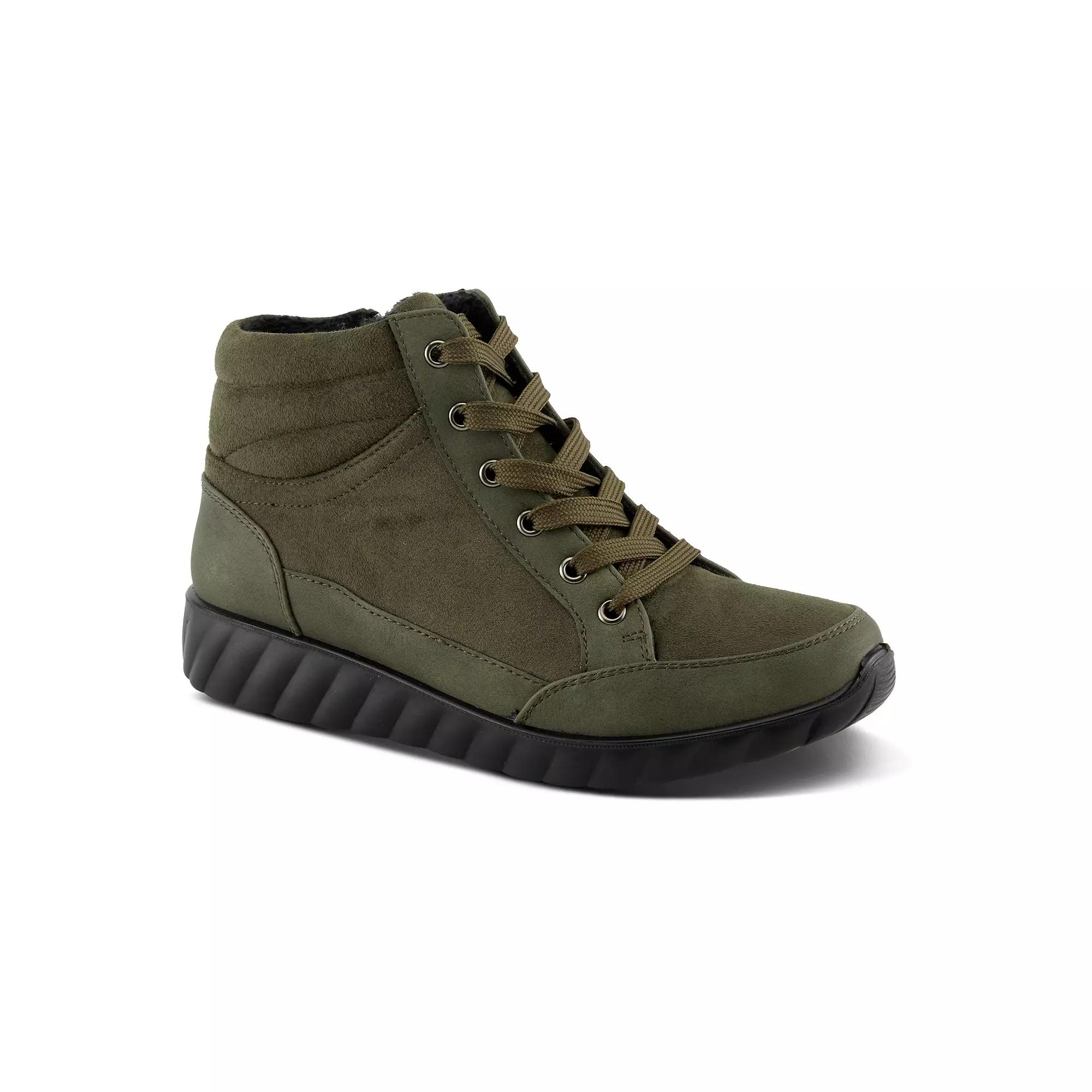Flexus by Spring Step Sonata Women's Lace-Up Wedge Sneaker Boots, Size: 37, Olive Green Product Image