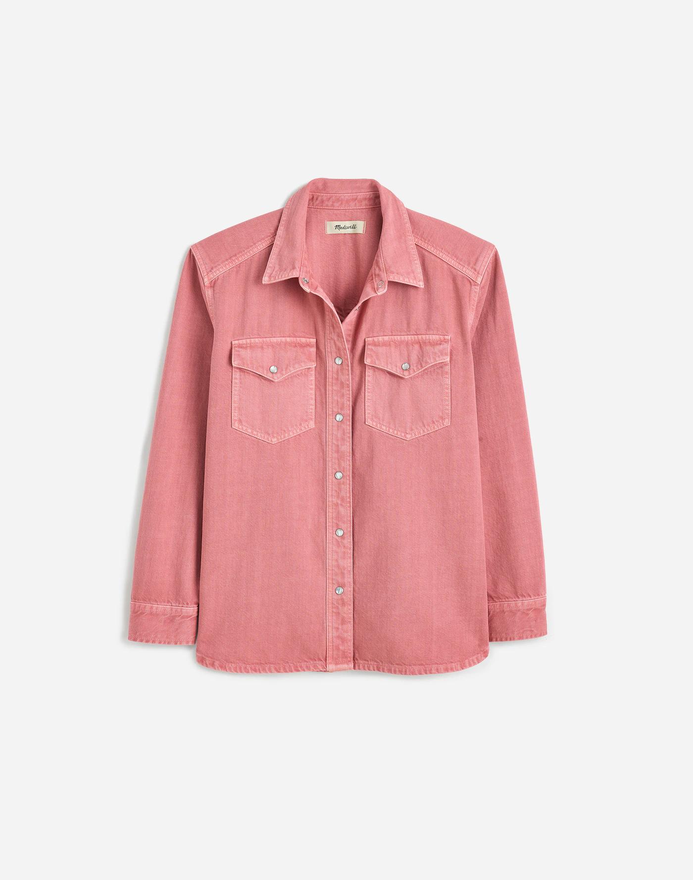 Oversized Western Shirt in Garment-Dyed Denim Product Image